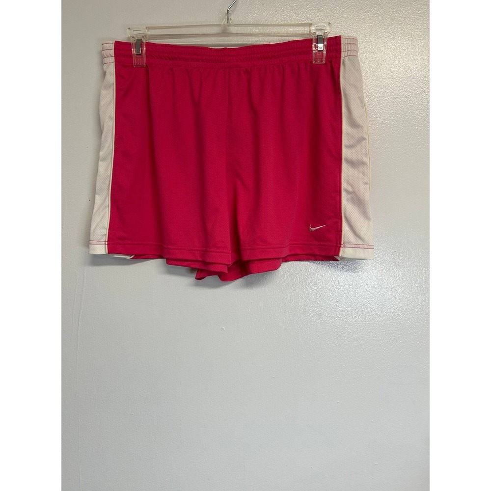 Nike Women Mesh Athletic Shorts Pink White Swoosh Soccer Football Gym XL NWOT
